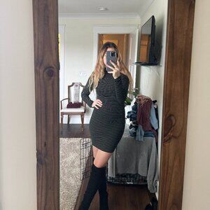 Striped Long Sleeve Bodycon Dress